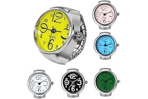 Dacdyi 6 Pcs Fashion Ring Watches for Women Finger Watches for Women Punk Ring Watch for Men Quartz Watch Ring