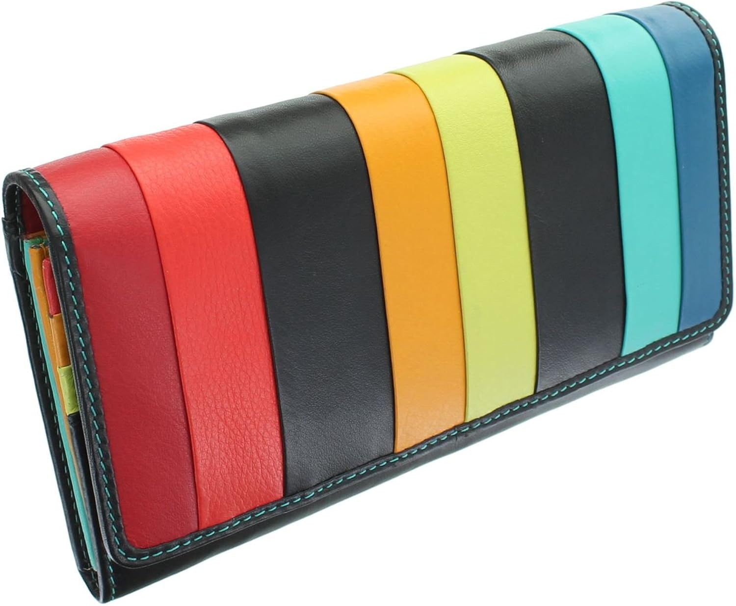 VISCONTI Santorini Collection KOS Leather Purse with RFID Protection STR4 Black Multi - Image 3