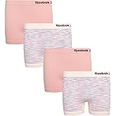 Reebok Girls Boyshorts Underwear - 4 Pack 3" Inseam Soft Performance Stretch Shorties - Tag-Free Seamless Underwear