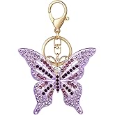 ABOOFAN Butterfly Keychain Pendant Key Ring with Sparkling Rhinestone: Lightweight and Portable Key Holder for Car Backpack Bag Charm 5.1" x 3.3"