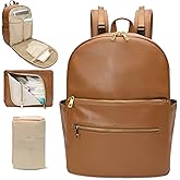 Omanmoli Diaper Bag Backpack Baby Diaper Bag Leather Diaper Bag Backpack Mom Dad with 18 Organizing Pouches,6 Insulated Pockets,Changing Pad,Stroller Straps, Large Capacity,Waterproof(Brown)