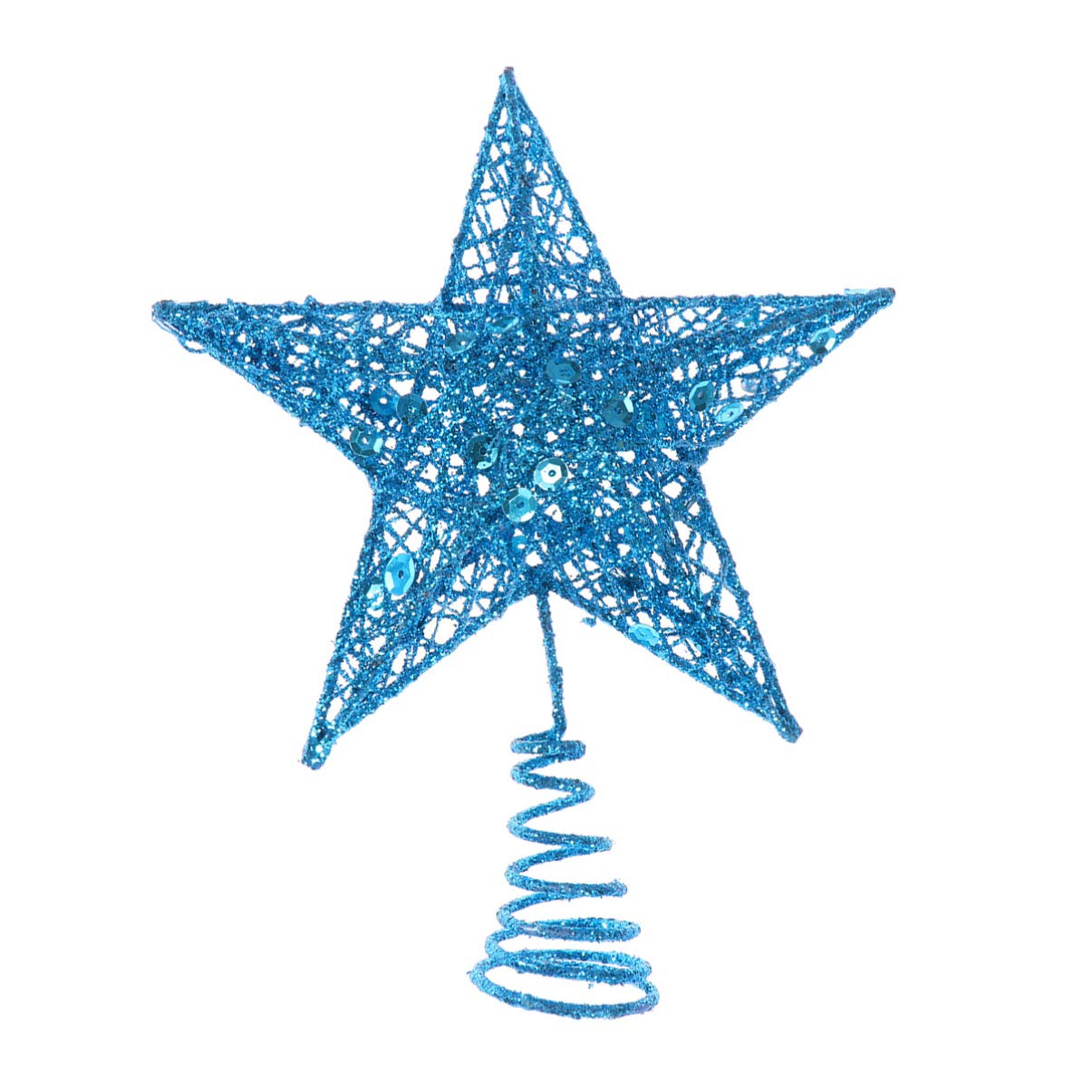 Amosfun Glittered Christmas Tree Topper Star Treetop for Christmas Tree Decoration or Home Decor (Blue) 20cm