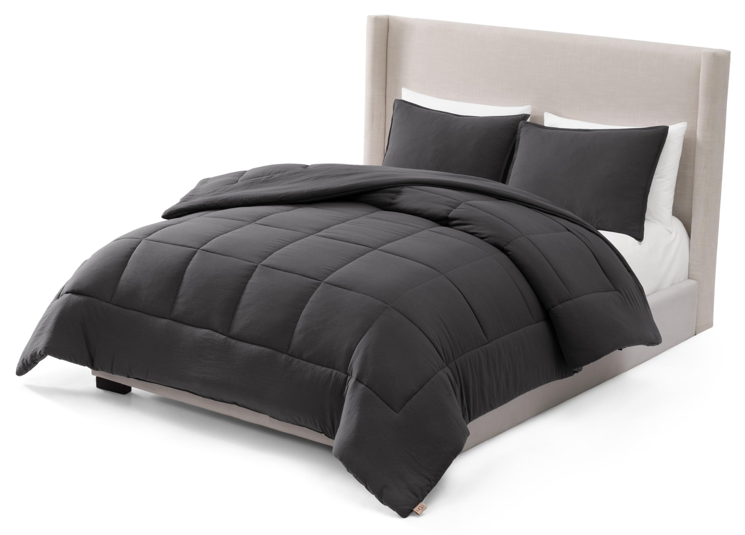 UGG Full/Queen Comforter Set with 2 Pillow Shams, Lightweight Down Alternative Blanket, Reversible Cozy Warm All Season Washable, Hypoallergenic Bedding Set, Charcoal Grey (Leonora) Image