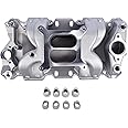 Woosphy Aluminum Dual Plane Air Gap Intake Manifold Replacement for SBC Chevy 350 Small Block 22026 82026 52026