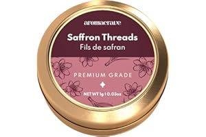 AROMACRAVE Premium Spanish Saffron Threads – 1g (0.03oz) – Hand-Harvested Pure Red Saffron, Grade A+ All-Natural Spice for Cooking, Tea, Paella, Rice & Skincare (1 Gram)