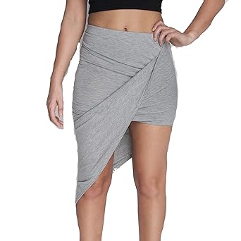 Damen mit Rüschen besetzt Wrap mit Einem Band versehene Taille-Seiten-Schlitz Drapierte Asymmetrische Rock