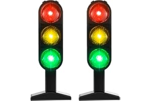 Syhood 2 Pcs Kids Traffic Light Lamp 7.8'' Mini Stop Light Lamp Stop Sign Simulation Road Model Stoplight Railroad Crossing S