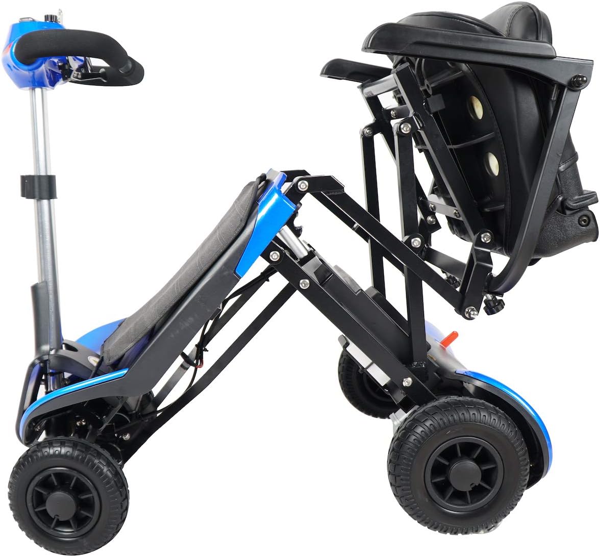 Electric Boot Mobility Scooters Wheelchair and Automatic Fold by Remote Control (Blue)