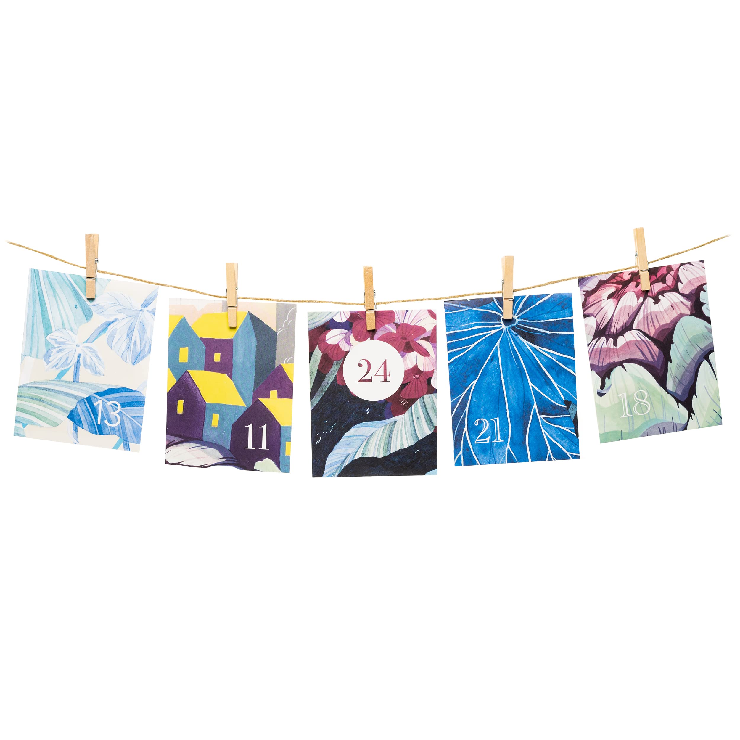 Advent Calendar 'Do-it-Yourself' - To Fill Yourself (Limited Edition 2022) - 24 Paper Bags with String, Clips and Nails for Hanging