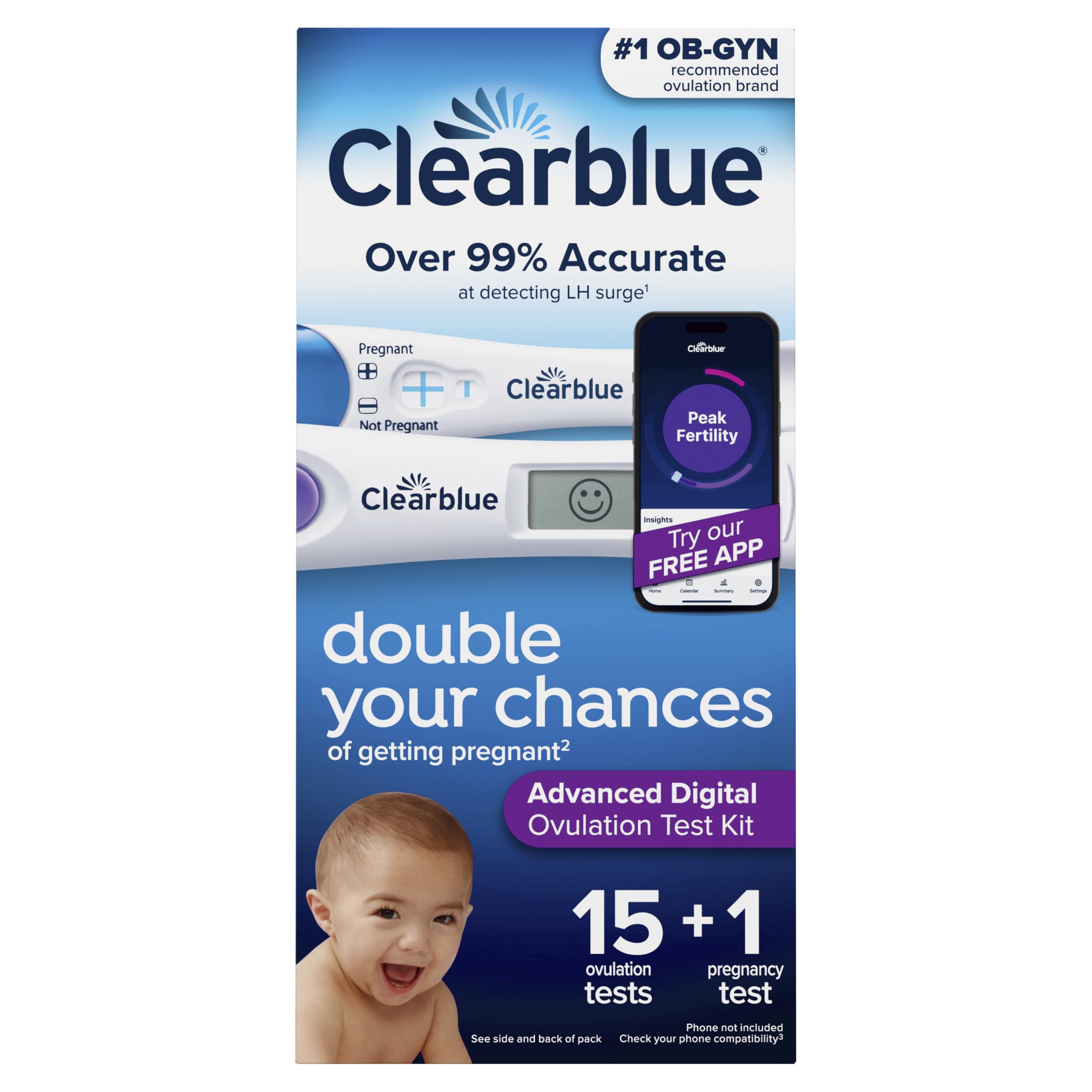 Photo 1 of EXP 08/14/2027
Clearblue Advanced Digital Ovulation Test Kit, 16 Count