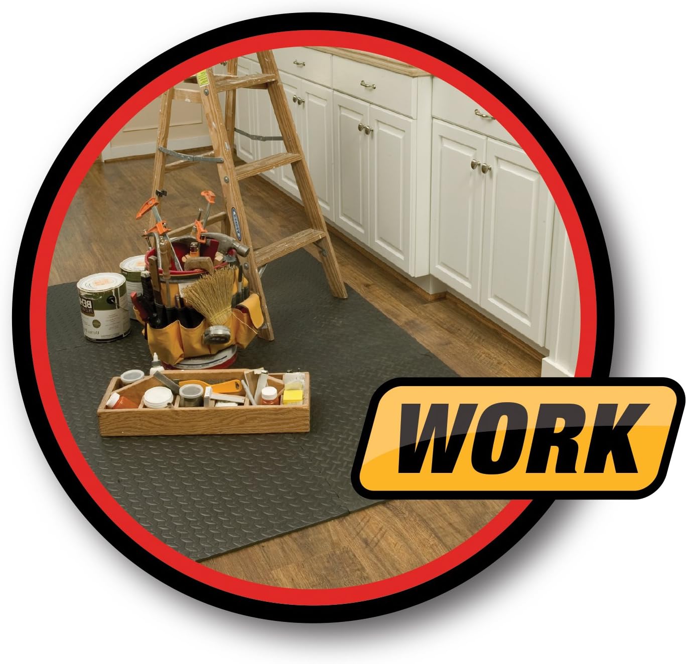 Performance Tool W88989 24" X 24" Protective Diamond Shape Anti-Fatigue Interlocking Floor Mat (24 Square Feet) - Kitchen Mats - 