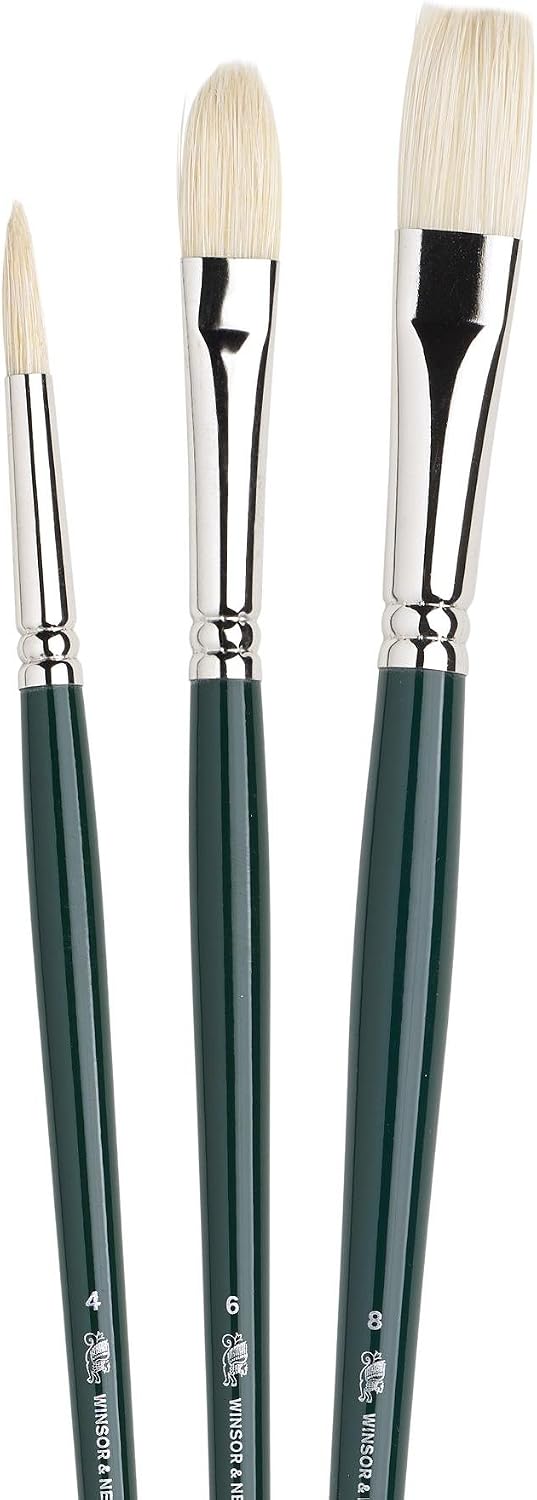 Winsor & Newton "Winton Brush Long Handle (Pack of 3), White, Brown Or Black, 3er Set - Image 3