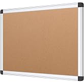 VIZ-PRO Cork Notice Board, 18 X 12 Inches, Cork Bulletin Board with Silver Aluminium Frame