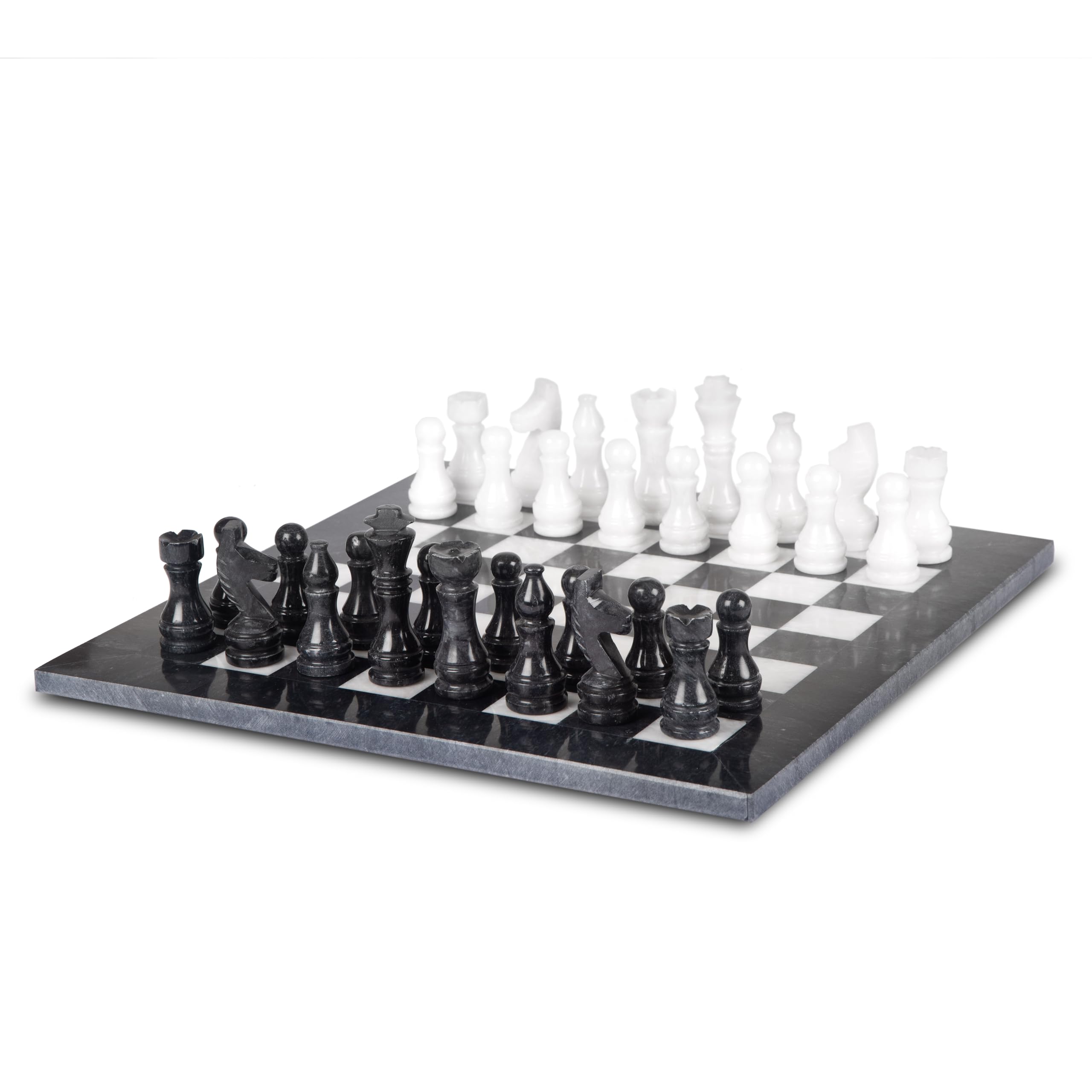 Luxury 12" Handmade Marble Chess Set – Black & White Himalayan Marble – Elegant Gift for Chess Lovers