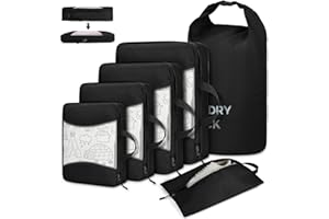 LUBARDY 6 Set Packing Cubes for Suitcases Compression Travel Packing Organizers with Laundry Bag Shoe Bag Lightweight Travel Accessories Waterproof Travel Organizers Bag Set Travel Cubes for Luggage