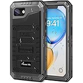 Mitywah Waterproof Case for iPhone 16e, Shockproof Heavy Duty Case with Built-in Screen Protector, Underwater Full Body Protective Metal Case 6.1 inch, Black