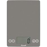 Escali Arti Glass Food Scale Digital Countertop Kitchen, Baking and Cooking Scale with Nutrition and Calorie Counter, 15-Pound Capacity, 9" x 6.5" x .75", Gray Storm