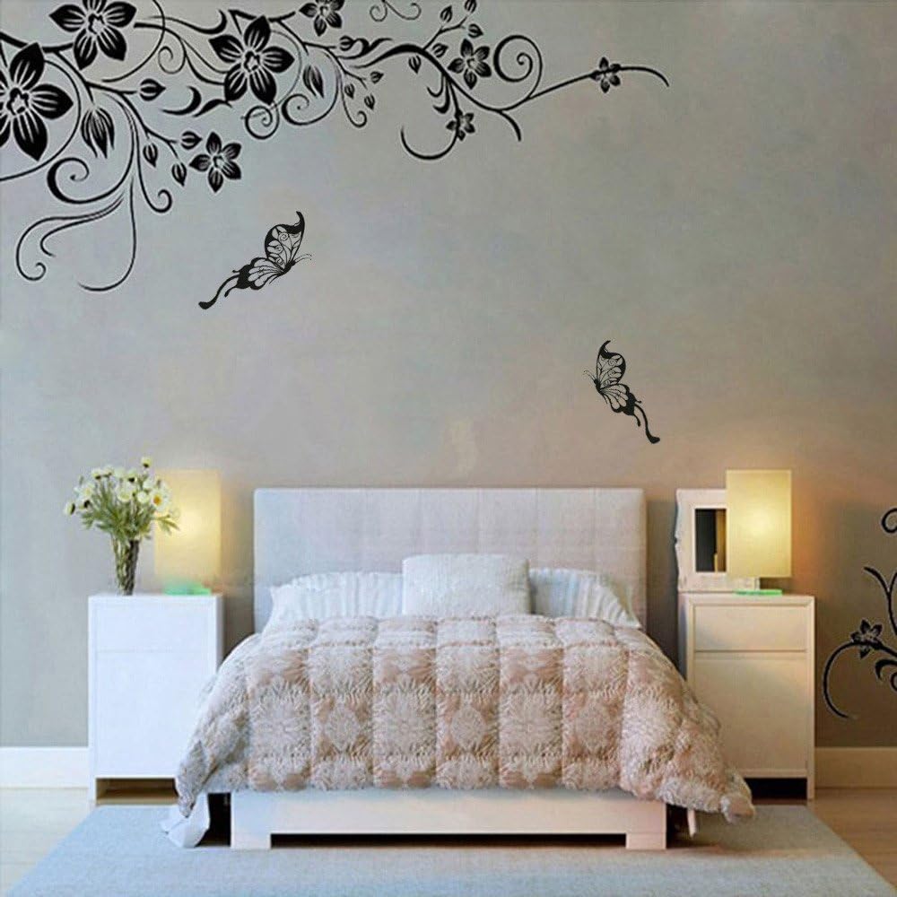 Amazon Com Yomxl Romantic Flowers Vine Wall Corner Decals Tv Background Wall Stickers Murals Art Decal Wallpaper Wall Home Decorations Home Kitchen