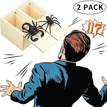 Gejoy 2 Caja de Susto de Broma de Araña Caja de Broma de Araña y Escorpión