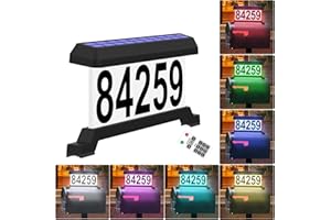 IVWVI Solar Mailbox Numbers, Double sided Solar House Numbers for Outside, Waterproof RGBW Color Changing Remote Control, Lighted Modern Address Sign Solar Powered for Mailbox(solar rgbw)