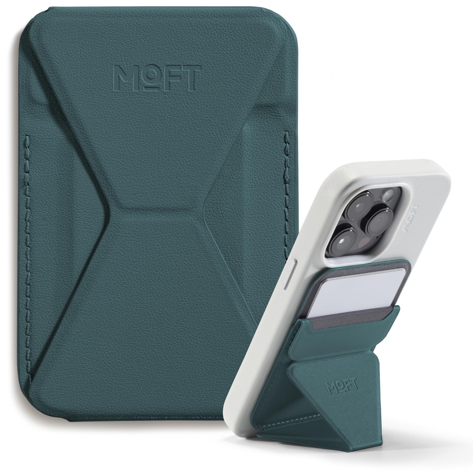 MOFT MagSafe Wallet Stand for iPhone 17/16/15/14/13/12 Series Compatible with MagSafe, MOVAS Vegan Leather Magnetic Phone Stand with 3 Viewing Angles, 2 Cards Holder