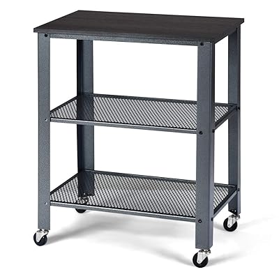 Giantex 3-Tier Microwave Cart with Storage Shelf, Rolling Casters