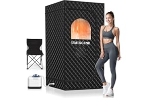 UMIXGENE Sauna Box, Portable Sauna for Home use with Ten Aluminium foil Heating Blankets，Personal Steam Saunas with 3L Steamer, 9 Levels, Folding Chair，Extra Large Size (36 * 36 * 71inch)