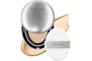 TIRTIR Mask Fit Aura Silver Cushion Foundation | Semi-glow Finish, Natural Coverage, Moisturizing, Lightweight, Korean cushion foundation (#23N Sand, Full Size, 0.63 Fl Oz)
