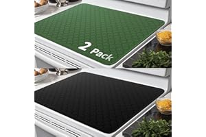 Epinovo Stove Top Cover for Electric Stove | Silicone Stove Mat for Glass Top Stove | 28×20 Inches Heat Resistant Glass Cooktop Protector | Black + Dark Green