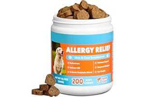 CELIAEH Dog Allergy and Immune Chews 200PCs Skin and Coat Itchy Relief Anti Itch Immune Bites for Dogs, Helps Repair Skin Ears Paw Licking, 5 Probiotics Blend Gut Health for Sensitive Seasonal Allergies