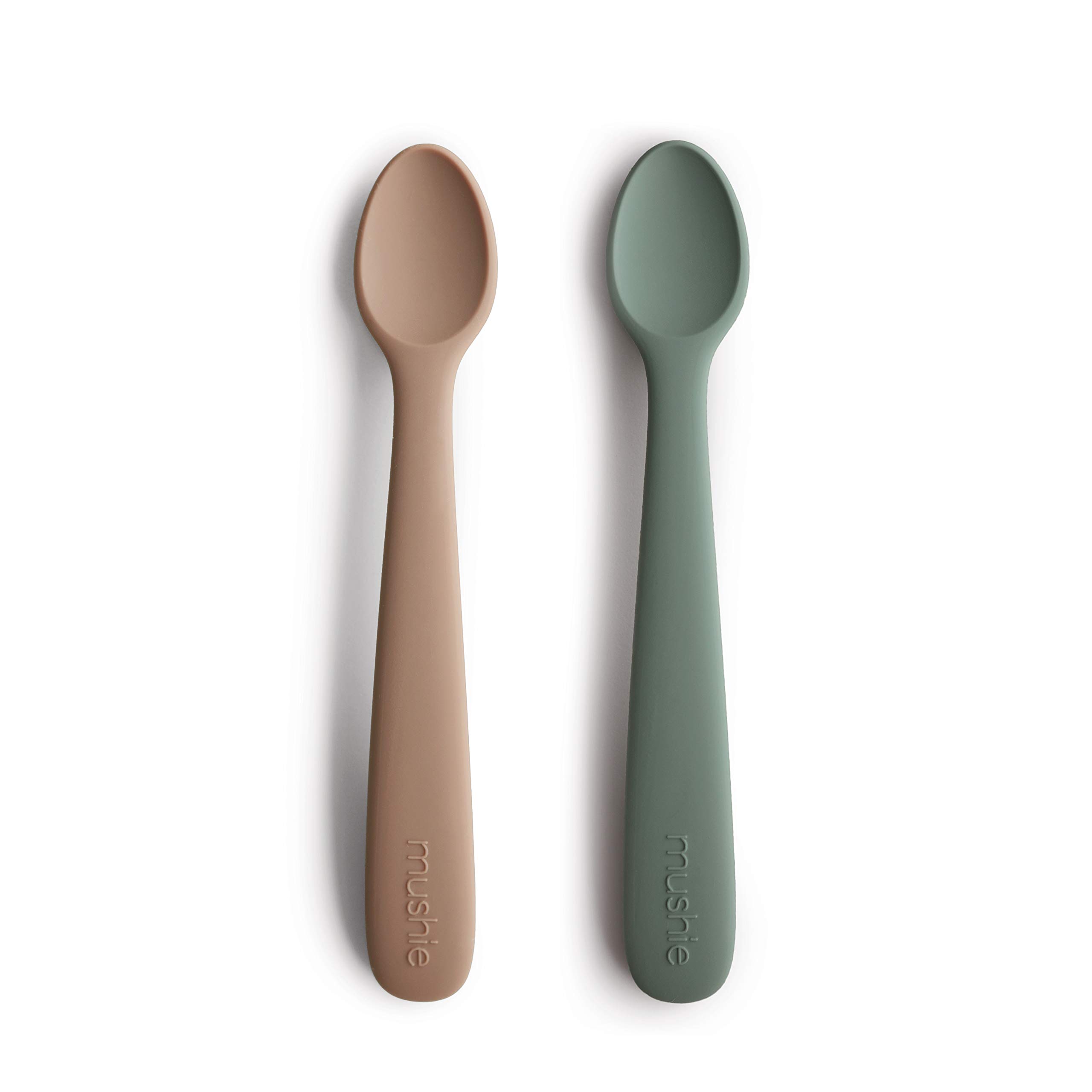 Mushie Baby Feeding Spoons | BPA-Free Silicone Spoons 2-Pack | Dishwasher Safe Durable Toddler Utensils | Dried Thyme — image 1
