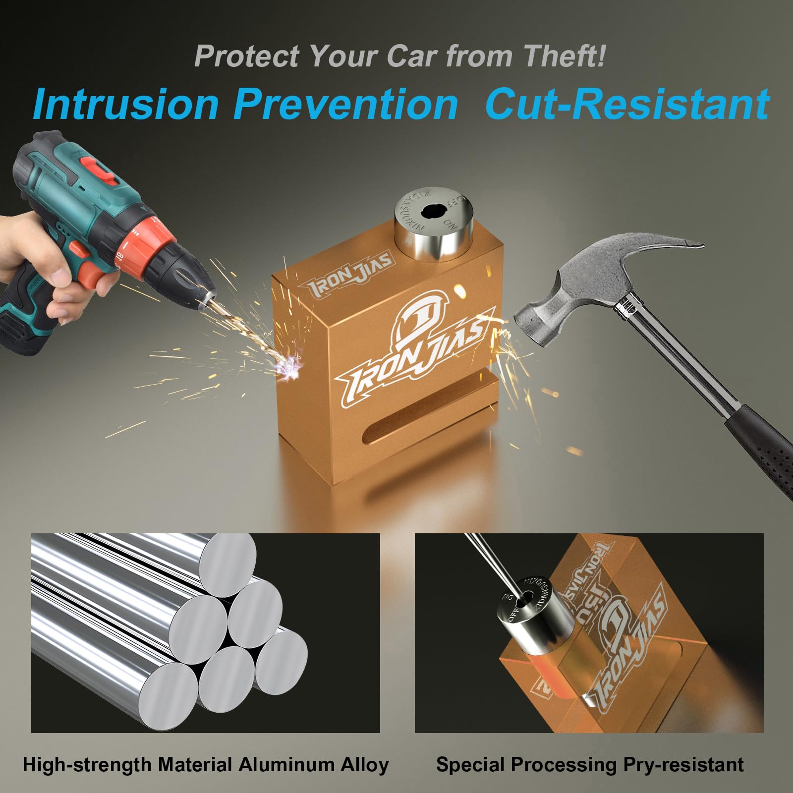 Motorcycle Disc Lock Anti-Theft Wheel Brake Lock Waterproof Alloy with Reminder Cable and 2 Keys, Alarm-Free for Motorbike, E-Scooter, Mountain Bike