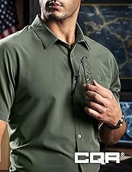 CQR Men's Short Sleeve Tactical Shirts, UPF