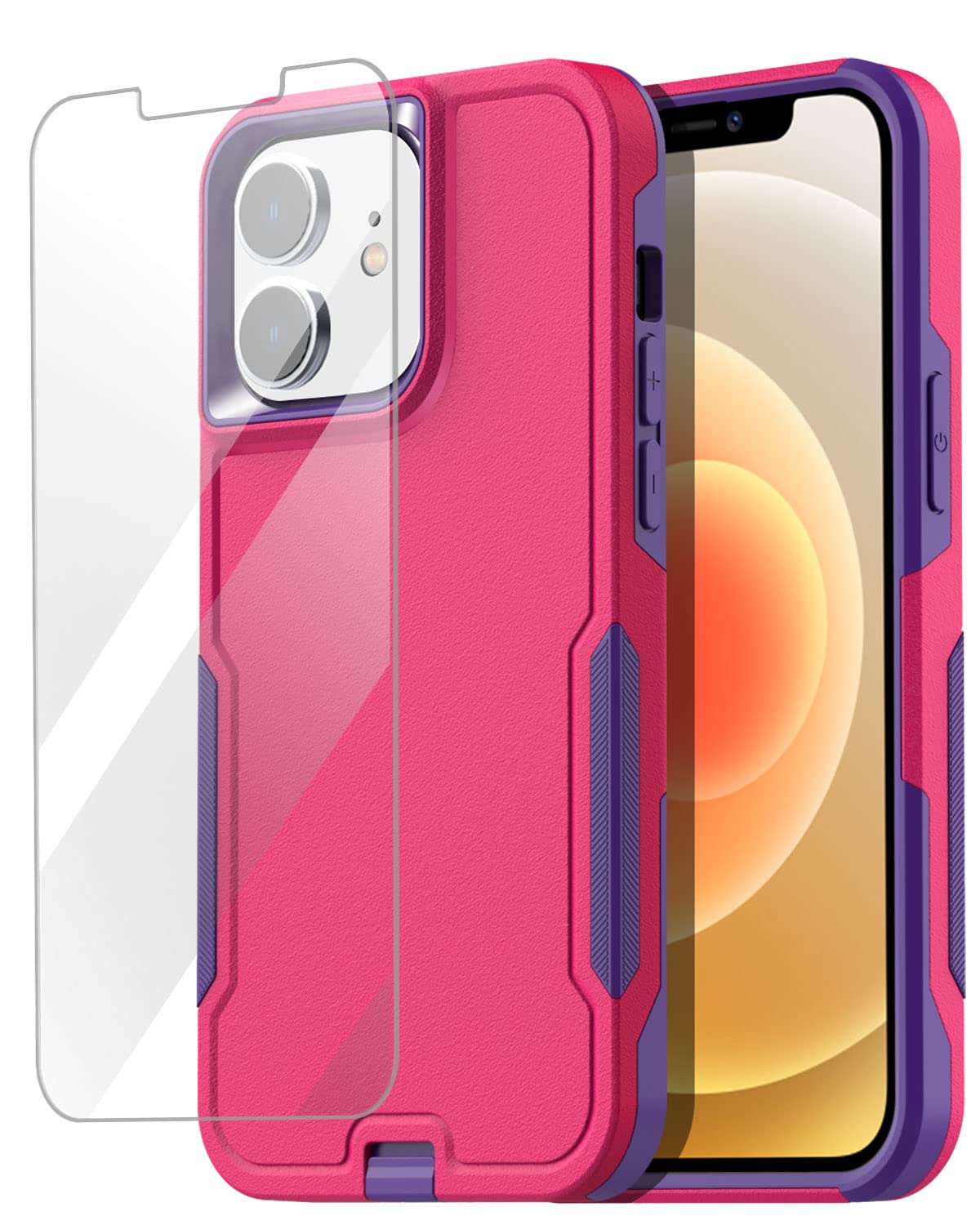 AICase for iPhone 12/iPhone 12 Pro Case with Glass Screen Protector,Heavy Duty Drop Protection Full Body Rugged Shockproof Military Protective Tough Durable Cover for iPhone 12/iPhone 12 Pro 6.1"_2
