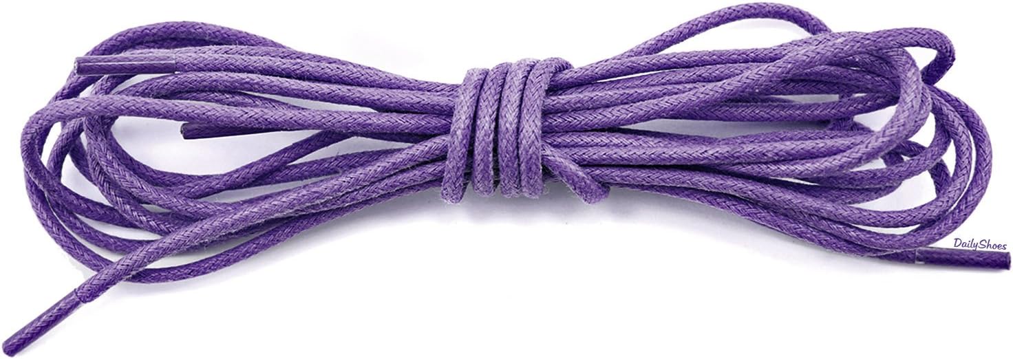 Mens Round Waxed Shoelaces Ox Flat Dress Canvas Shoe Laces, (Great for Unisex Shoes), (ONE PAIR), Purple, 27" INCH (69 cm)