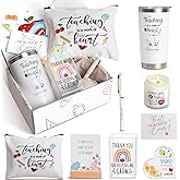 UAREHIBY 10 PCS Best Teacher Appreciation Gifts for Women,20 OZ Wine Tumbler Back to School Gifts for Teachers,Personalized Thank You Basket Box with Cosmetic Bag for New Teacher