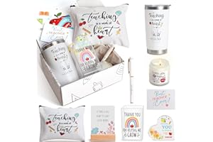 UAREHIBY 10 PCS Best Teacher Appreciation Gifts for Women,20 OZ Wine Tumbler Back to School Gifts for Teachers,Personalized Teacher Appreciation Day Gifts with Cosmetic Bag,Thank You Basket Box for New Teacher