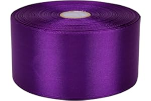 Baocuan 2 inch x 50 Yards Purple Single Face Satin Ribbon Solid Fabric Ribbon for Gift Wrapping Floral Bouquets Wedding Birthday Party Decoration Hair Floral Craft Sewing