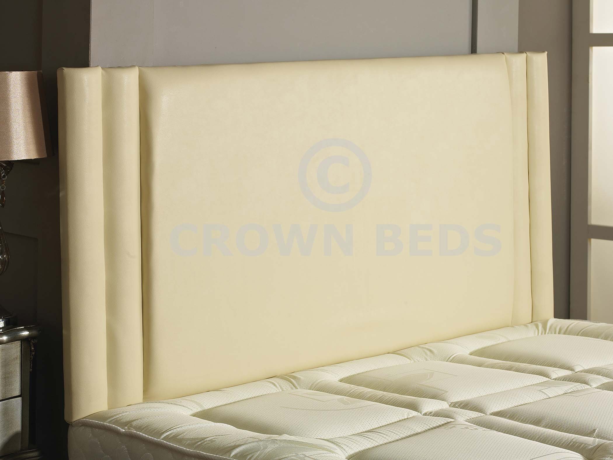 CROWNBEDSUK HILTON FAUX LEATHER HEADBOARD IN 2ft6,3ft,4ft,4ft6,5ft,6ft CREAM, 2FT6 (SMALL SINGLE)