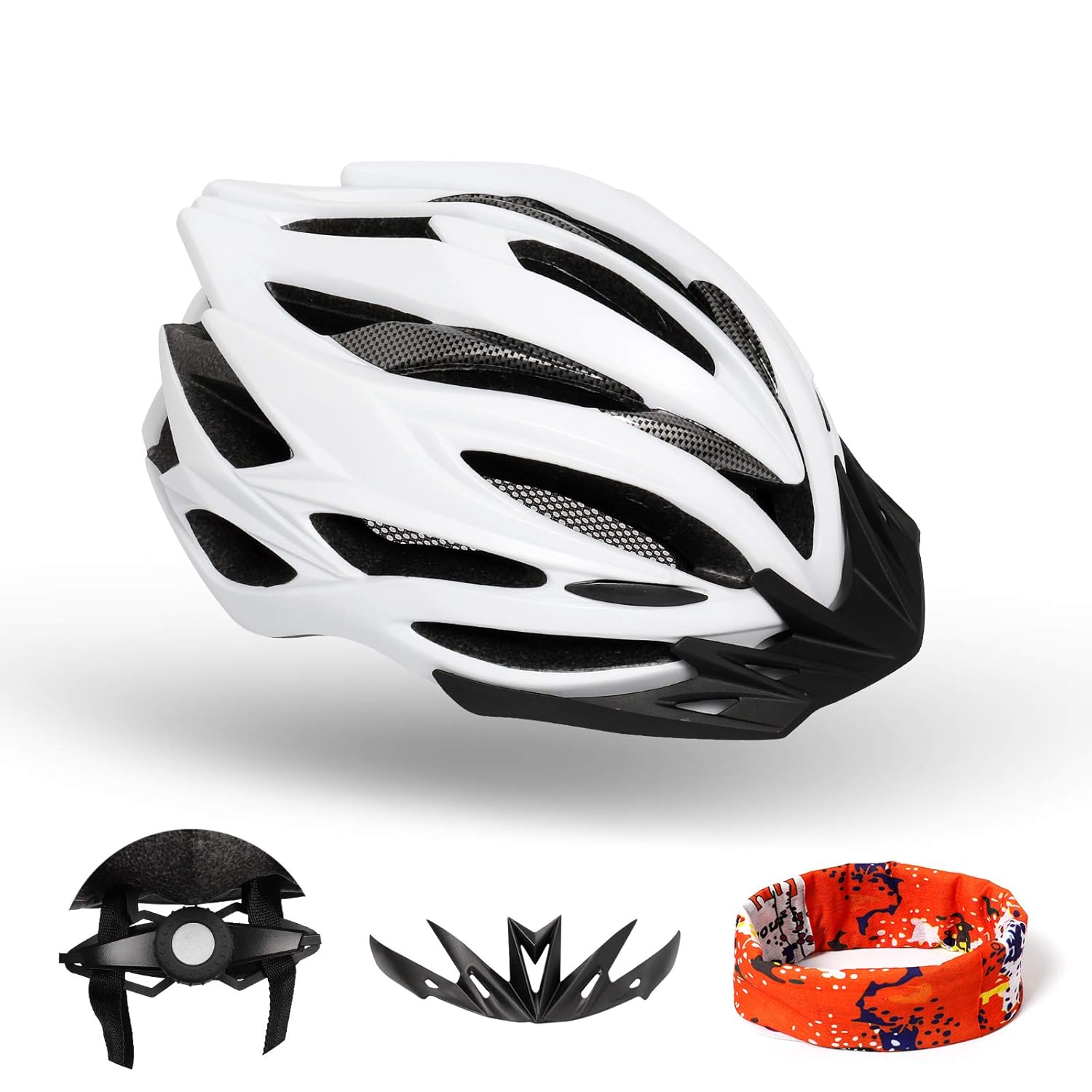 R2Depot Premium Adult Bike Helmet with Headwear, Detachable Sun Visor