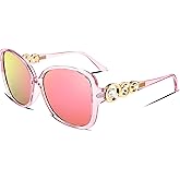 FEISEDY Women's Fashion Sunglasses, Oversized Square Frame with Pearl Sparkling, Polarized UV Protection B2821