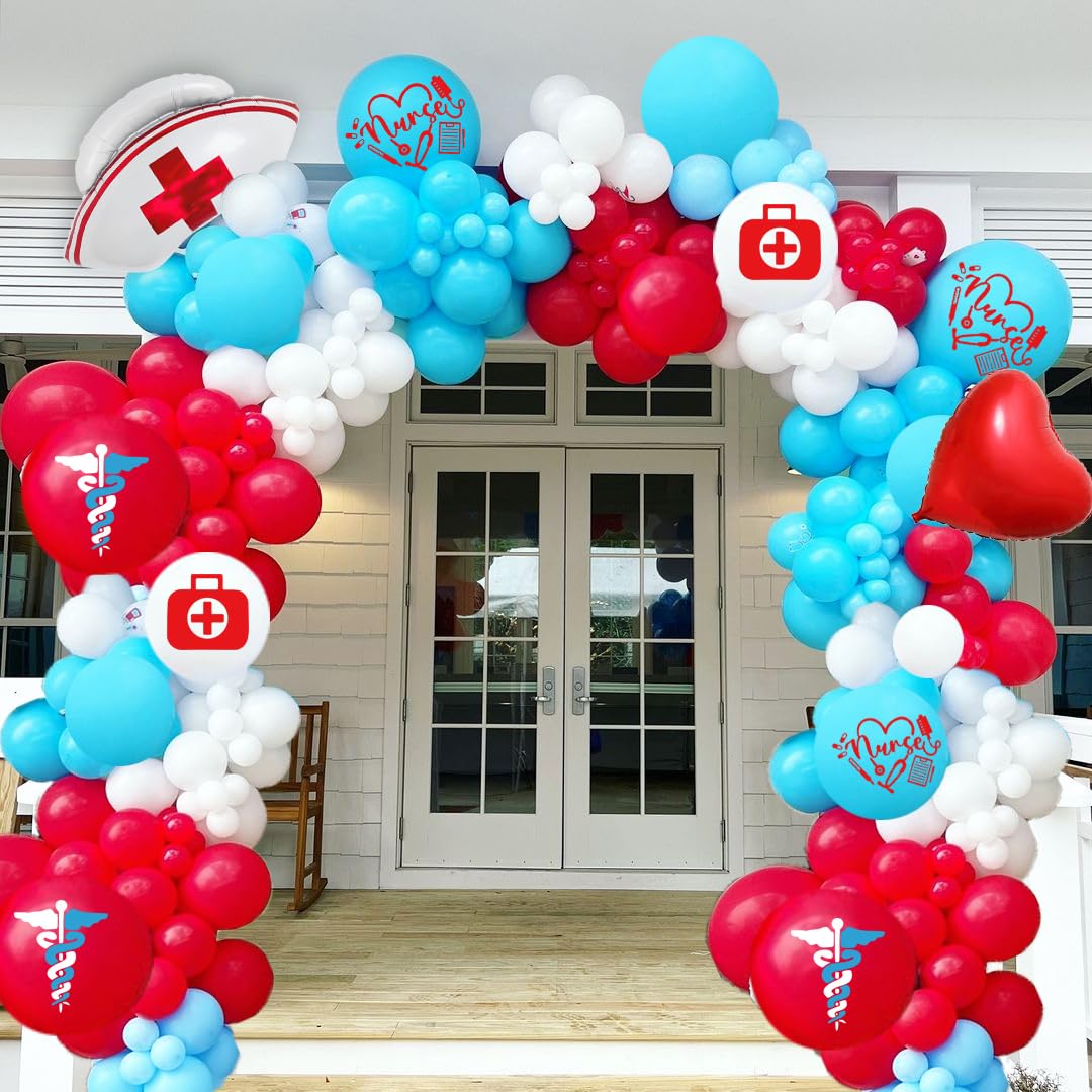 Photo 1 of  Nurse Balloon Garland Arch Kit Nurse Graduation Party Decorations Nurse Balloons for RN LPN BSN Medical School Graduation Party Decorations Supplies, Nurses Day