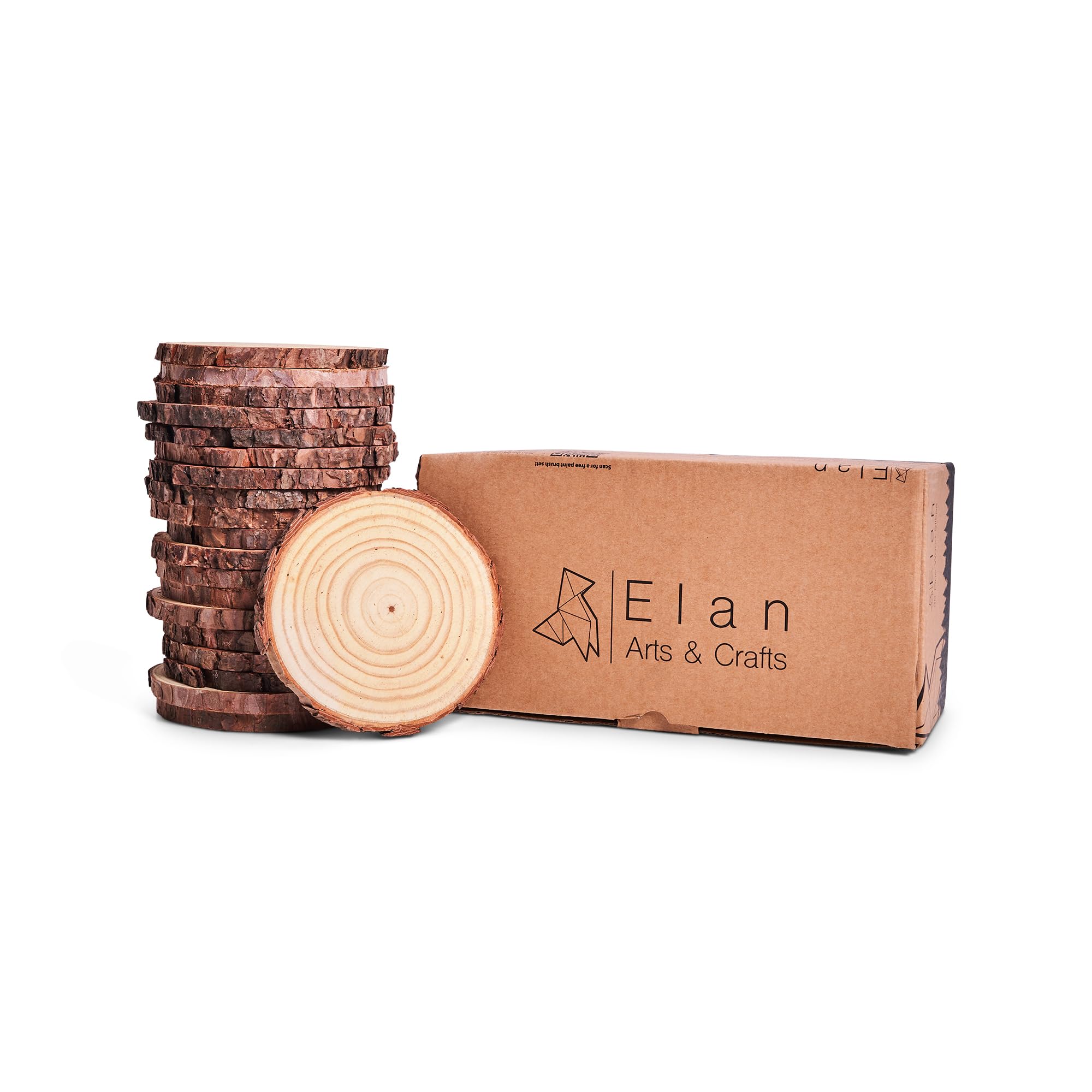 Elan Pine Wood Slices, 20 Pieces, 11-13cm Diameter, Round, Craft Wood