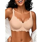 VRVOICE Womens Wireless Jelly Bras No Underwire Support Push Up Removable Straps (U/Cross/Halter) Everyday Sports Bra