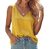 XiaoMaAnJi Womens Silk Satin Tank Tops V Neck Floral Casual Camisole Blouses Basic Cami Shirt Plus Size