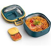 PEDECO Single-Layer Bento Lunch Box for Kids & Adults with Removable Stainless Steel Lunch Container,Dressing Container,BPA-Free,Dishwasher Safe - Includes Utensil(Blue,Non-Insulated)