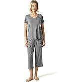 GYS Bamboo Viscose Women Pajama Sets Short Sleeve Top and Capri Pants 2 Piece Casual Lounge Sets