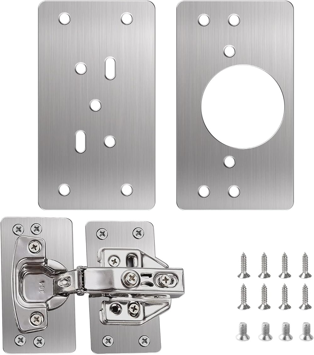 Flintronic 2PCS Stainless Steel Hinge Repair Brackets with 12 Screws