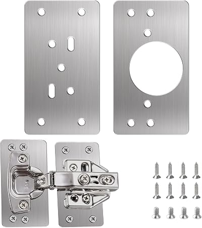 Flintronic 2PCS Stainless Steel Hinge Repair Brackets with 12 Screws