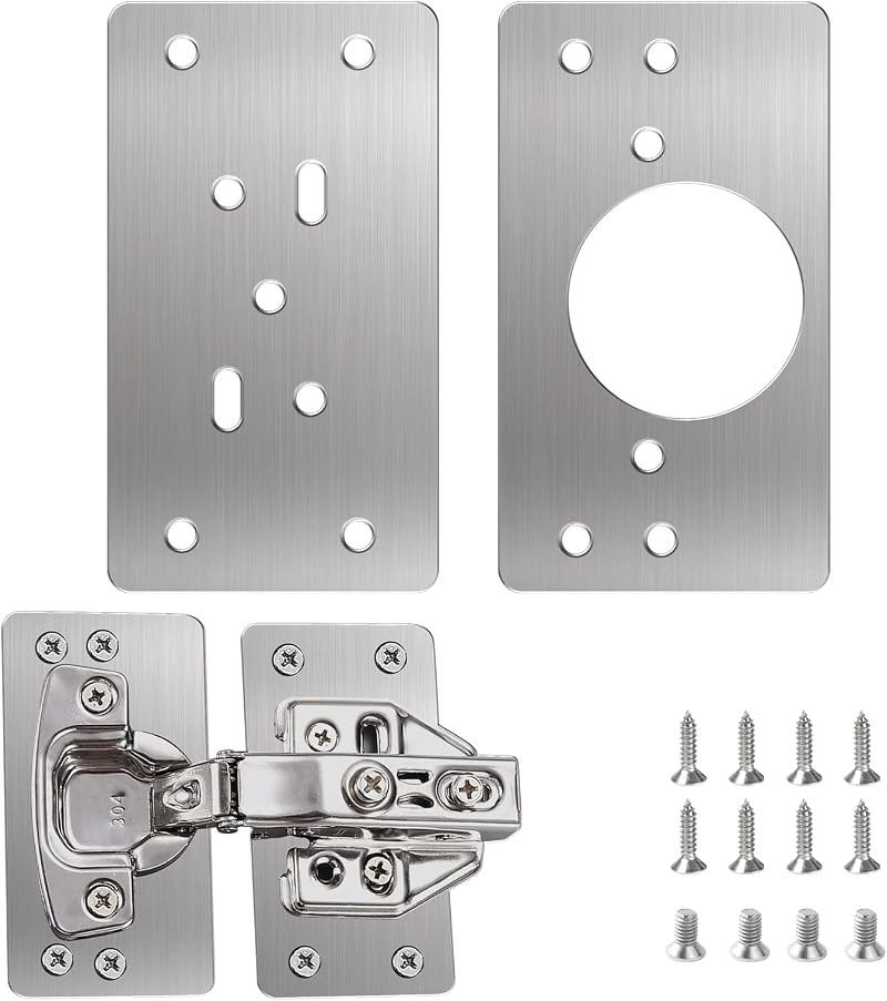 Flintronic 2PCS Stainless Steel Hinge Repair Brackets with 12 Screws